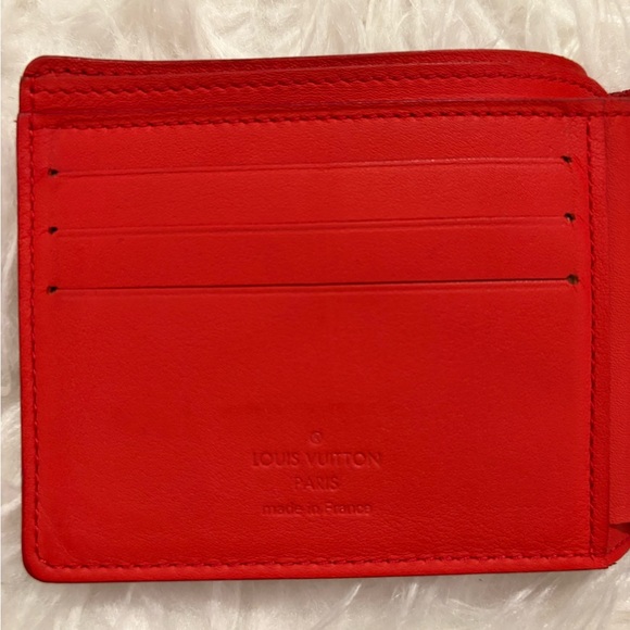 LOUIS VUITTON Red Damier infini leather wallet authentic - Picture 6 of 12